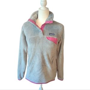Patagonia Gray and Pink Fleece Pullover